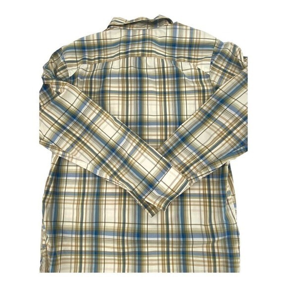Columbia Blue and‎ Tan Plaid Long Sleeve Shirt Polyester Nylon Blend Mens S - Picture 3 of 10